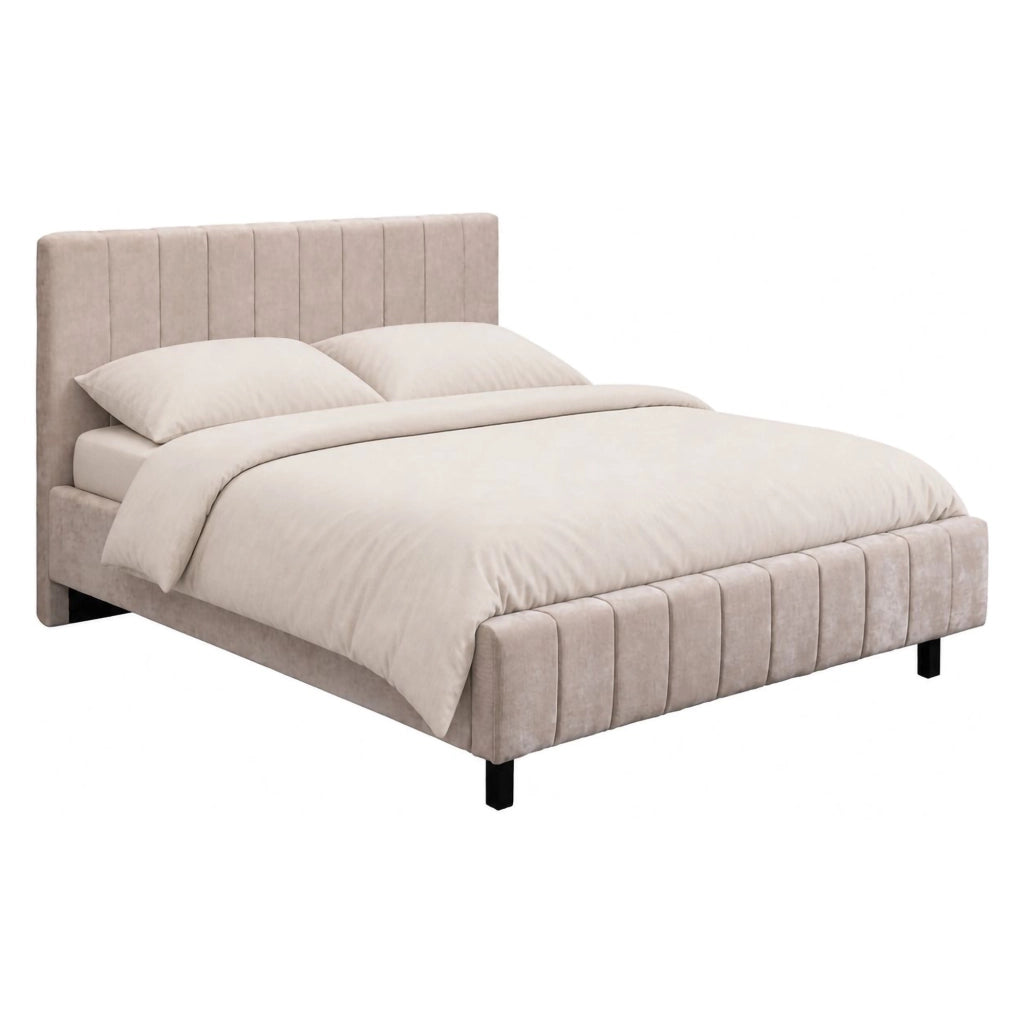 Letto Matrimoniale Exmouth, Letto Matrimoniale Dimensione Materasso 160x200 cm, Beige