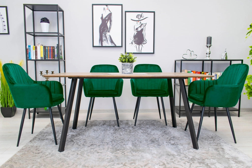 Sedia VALORA LUGO - Velluto verde con gambe nere