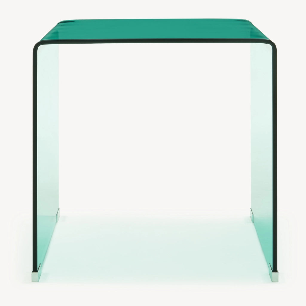 Tavolino da Salotto Varlofrek in Vetro 50 x 50 x 50 cm - Verde [en.casa]