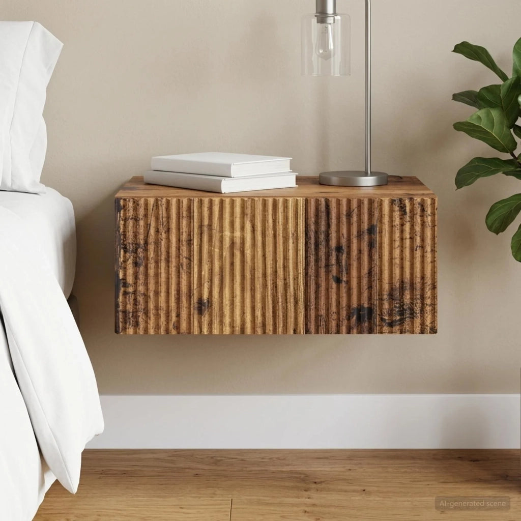 Mobiletto da notte a muro Legno antico 49 x 34,5 x 20 cm 898461