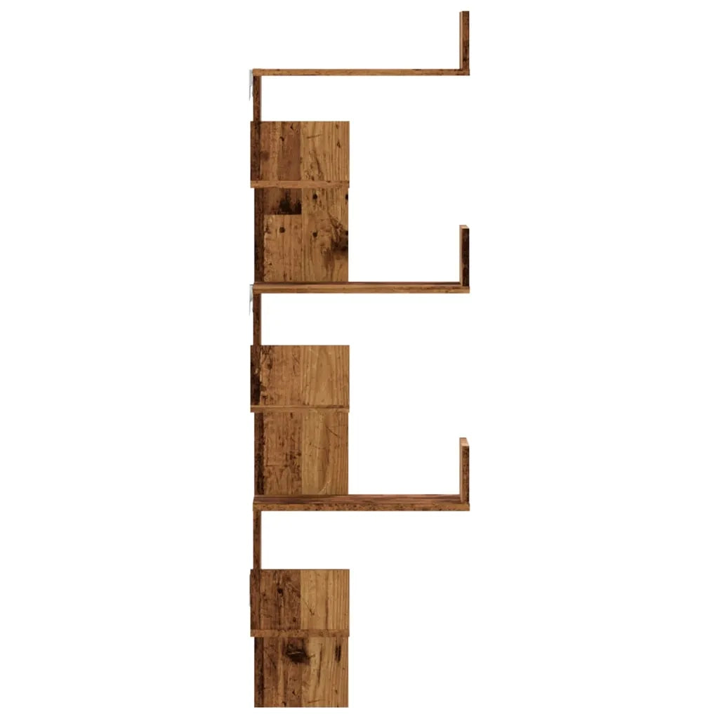 Scaffale Angolare Muro | Mensola a parete Legno Antico 45x45x147 cm Multistrato