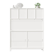 Credenza con 4 cassetti; ripiani regolabili e LED RGB - per cucina - bianco