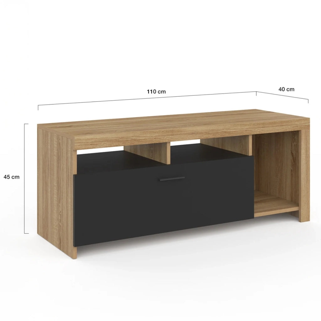 IDMarket - Mobile TV MALO 110 cm in legno con mobile nero