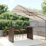 Tavolo Bar con Piano in Vetro Marrone 185x80x110 cm Polyrattancod mxl 127411