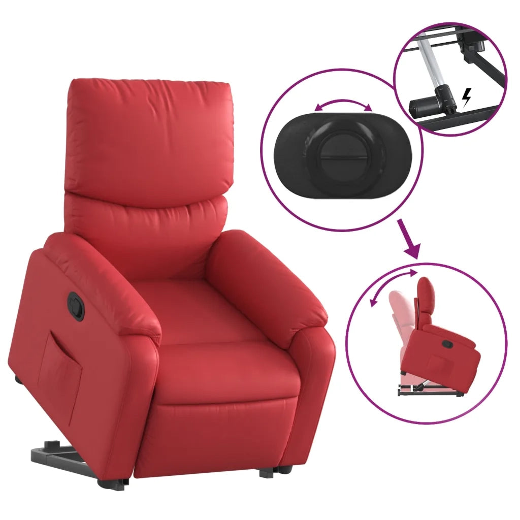 Poltrona Alzapersona Reclinabile Rosso in Similpelle 3204891