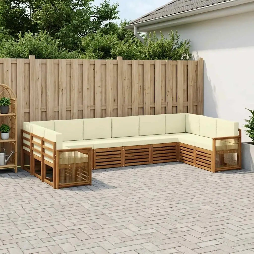Set divano sezionale con cuscino 7 pcs Naturale e Crema 3384896