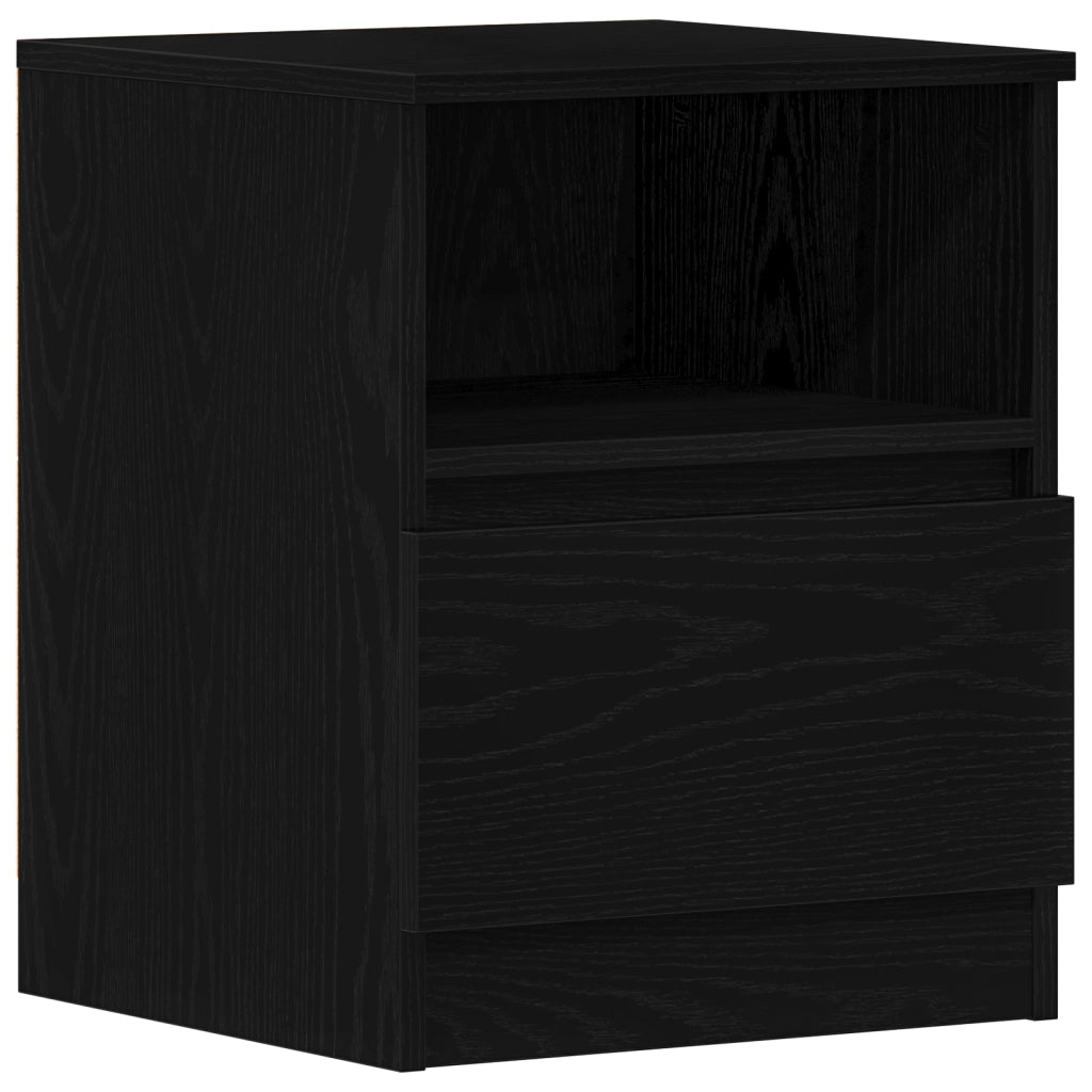 ComÃ² da letto 2 pezzi Nero e Rovere 40x40x50 cm in legno ingegnerizzato