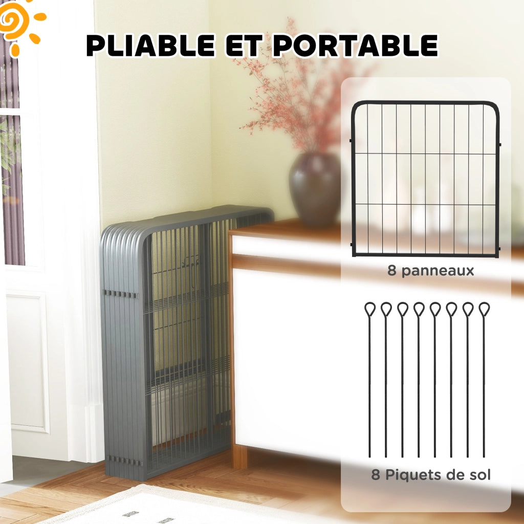 Recinto per Cani 8 Pannelli Modulabile Pieghevole ¨C zephmum ¨C Nero 60 cm