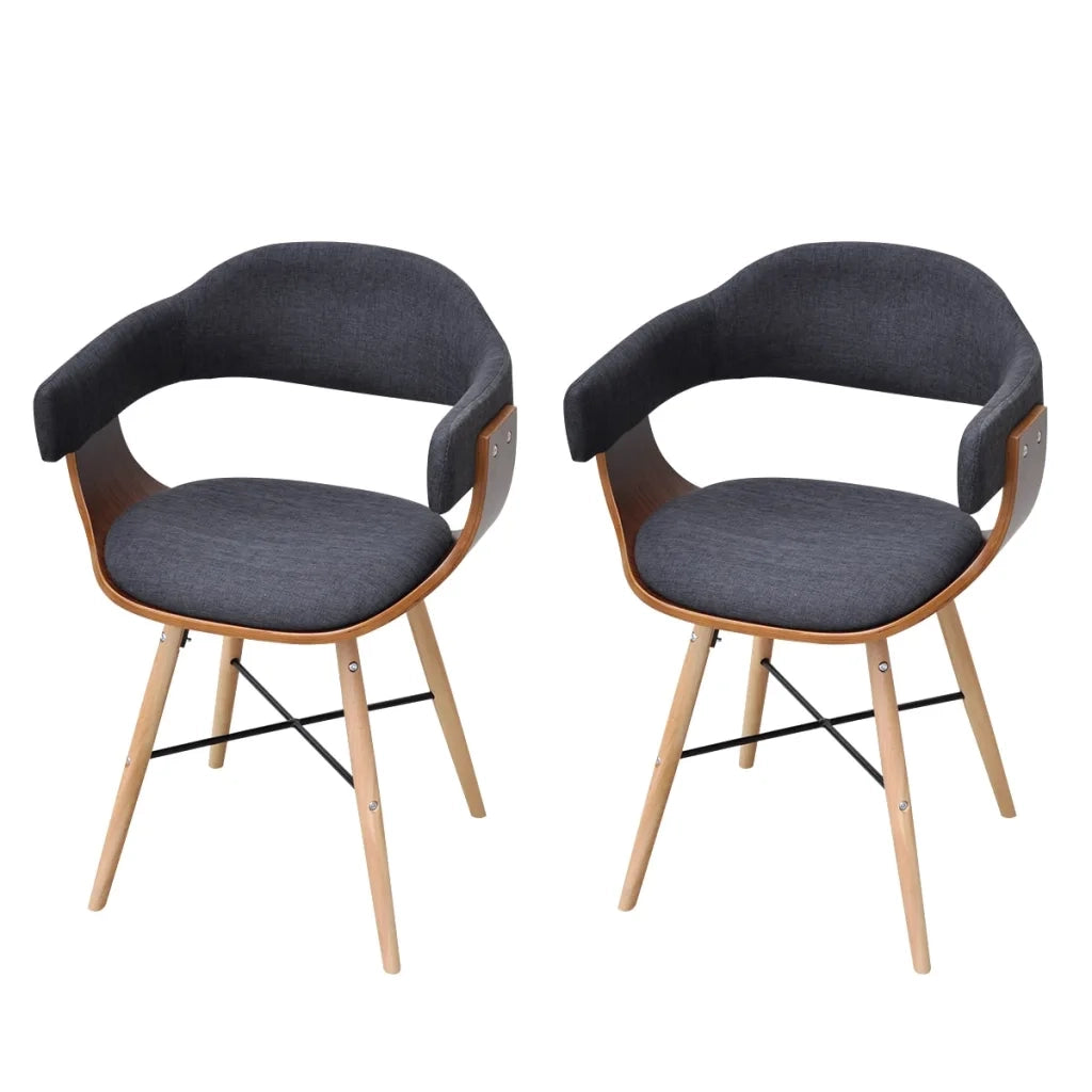 Sedie da Pranzo 2 pz Grigio Scuro in Legno Piegato e Tessuto 241687