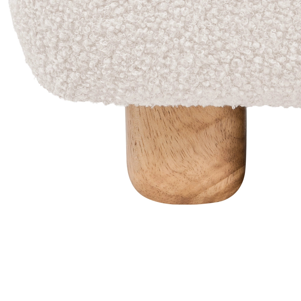 Modulo divano monoposto in tessuto bianco sporco gambe in legno stile moderno