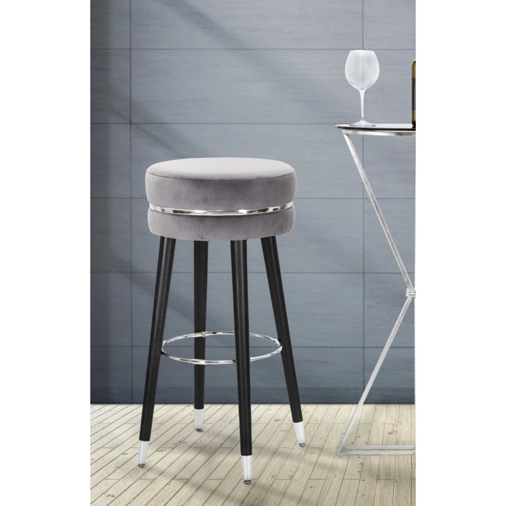Sgabello Alto VKH436, Grigio, Legno, 35x35x74 cm