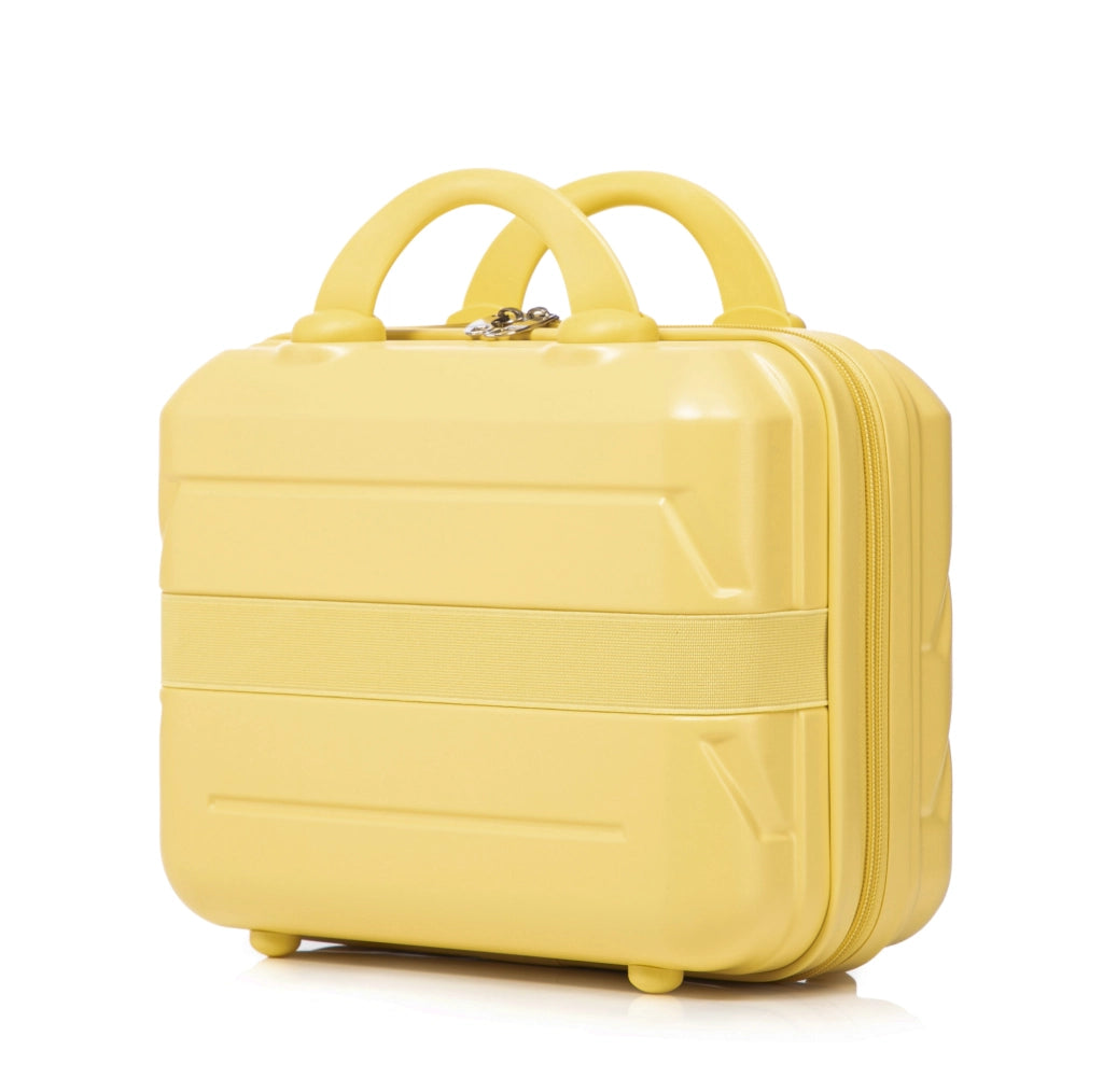 Set Valigie Rigide ABS con 2 Valigie Spinner da 14" e 19" e Beauty Case 14" Giallo