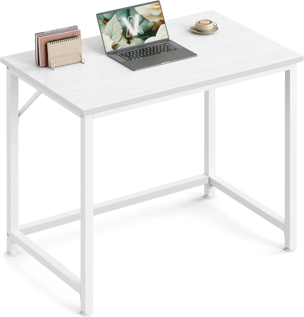 VASAGLE Scrivania per Computer, Postazione Lavoro, 60 x 120 x 76 cm, Scrivania da Ufficio, Studio Camera da Letto Soggiorno, Bianco Acero LWD039W01