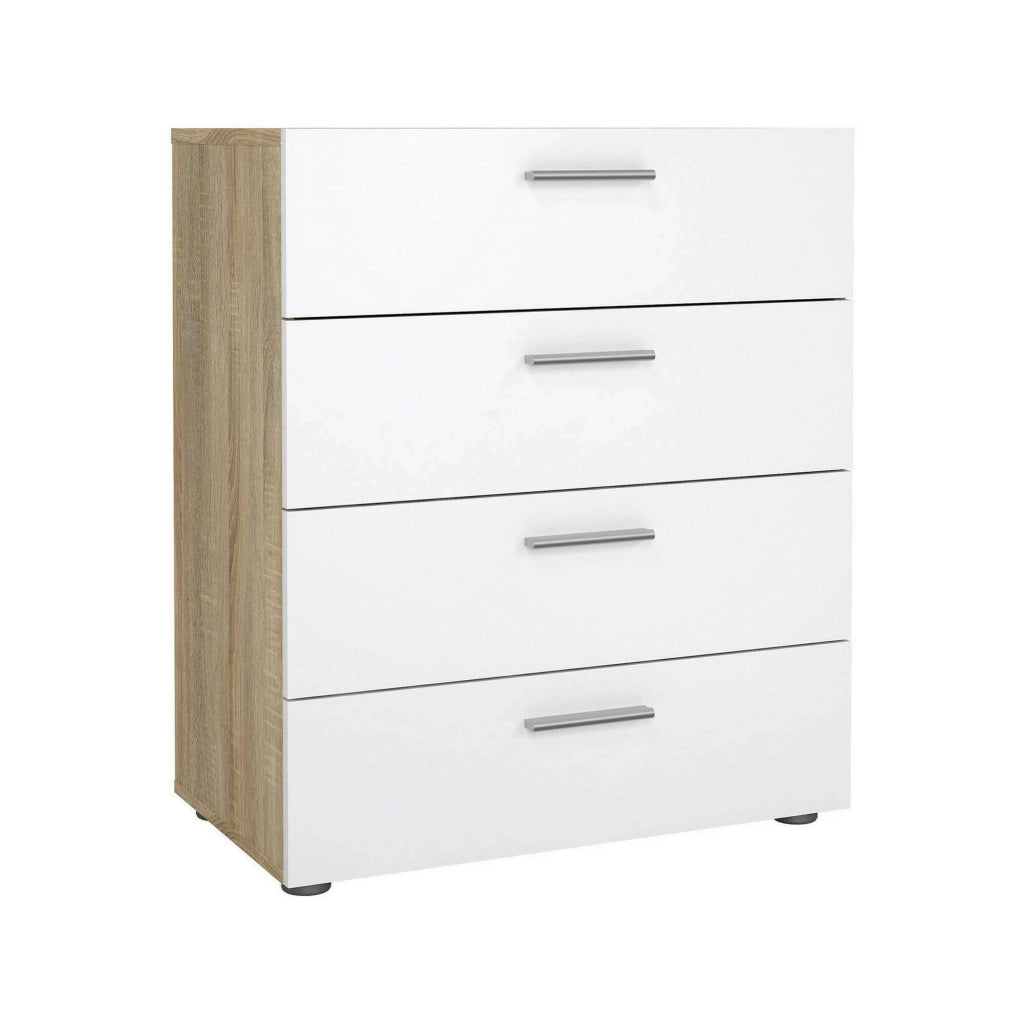 Cassettiera Asam, Settimino multiuso, Comò camera da letto, Mobile con cassetti, 70x40 h82 cm, Quercia e Bianco lucido