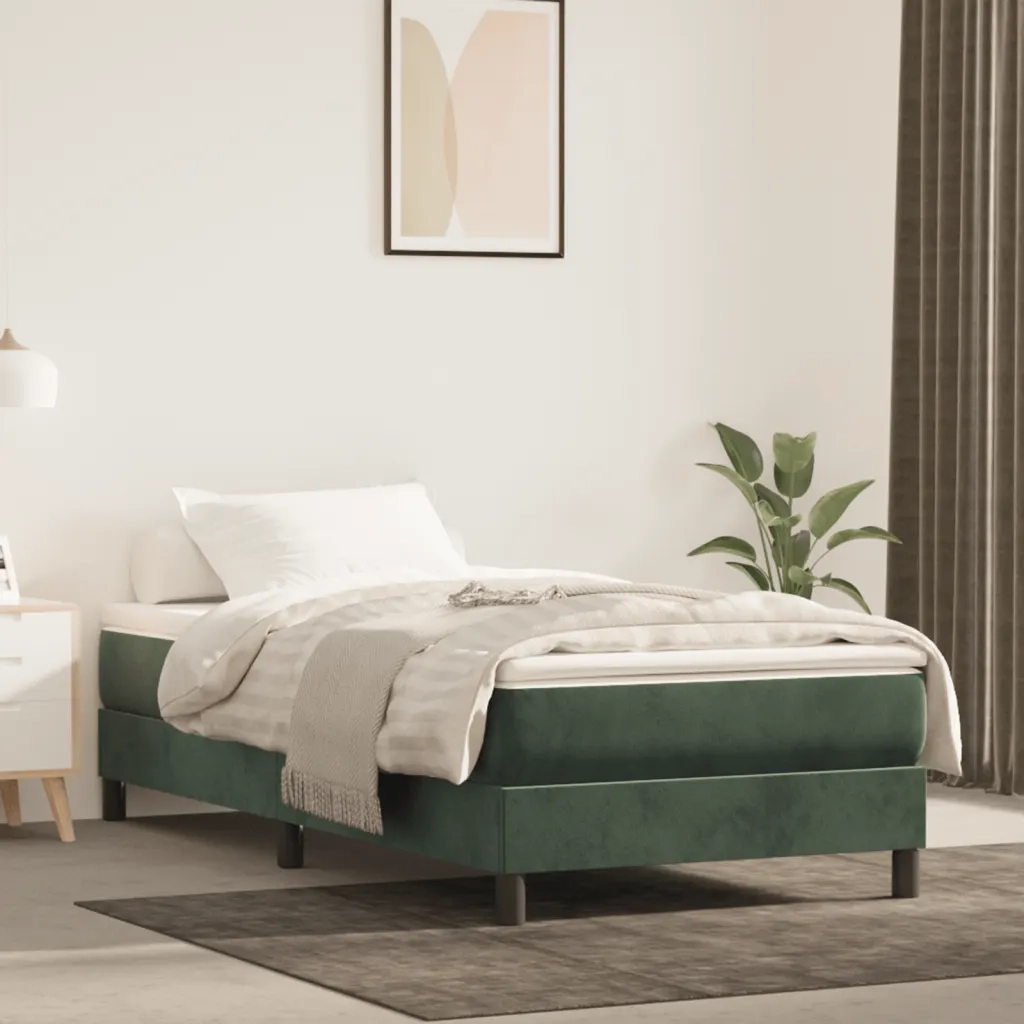 Materasso a Molle-Materasso per letto Verde Scuro 120x190x20 cm in Velluto