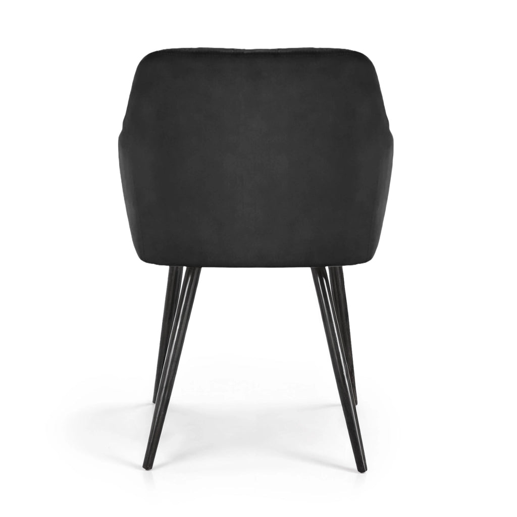 Set di 2 Sedie in velluto con cuciture a rombi VELTO Nero gambe nere