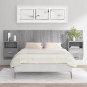 Testiera Letto con Comodini-Testiera con Contenitore in Legno Multistrato Grigio Sonoma 766389