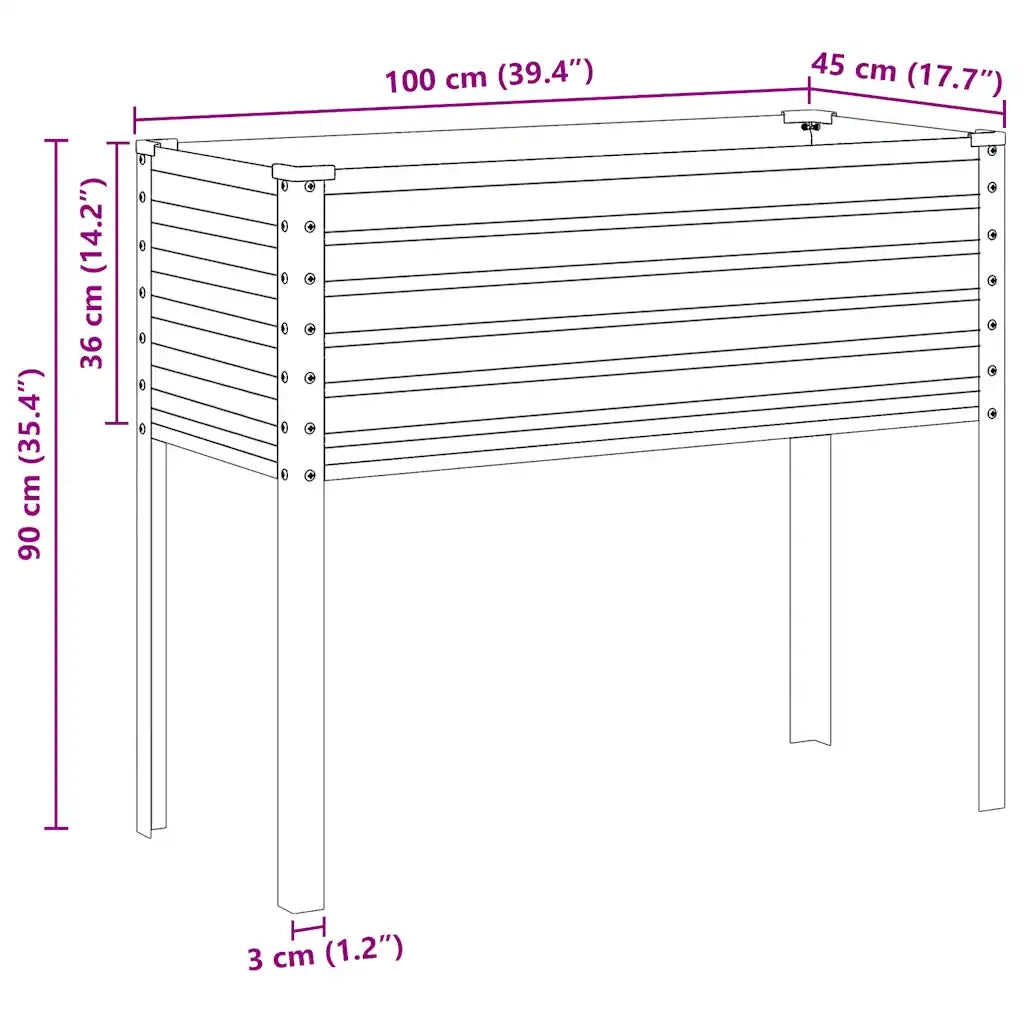 Fioriera da Giardino-Vaso da Esterno-Contenitore per Piante verde 100x45x90 cm in acciaio