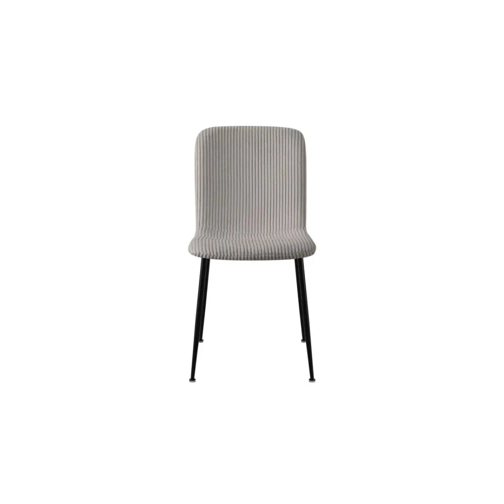 Sedia da pranzo CORDUROY – Velluto a coste grigio chiaro – Gambe in metallo nero – Stile design