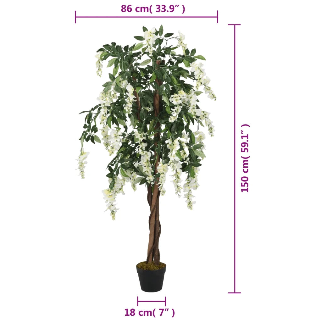 Glicine Artificiale 840 Foglie 150 cm Verde e Bianco CFW3339279