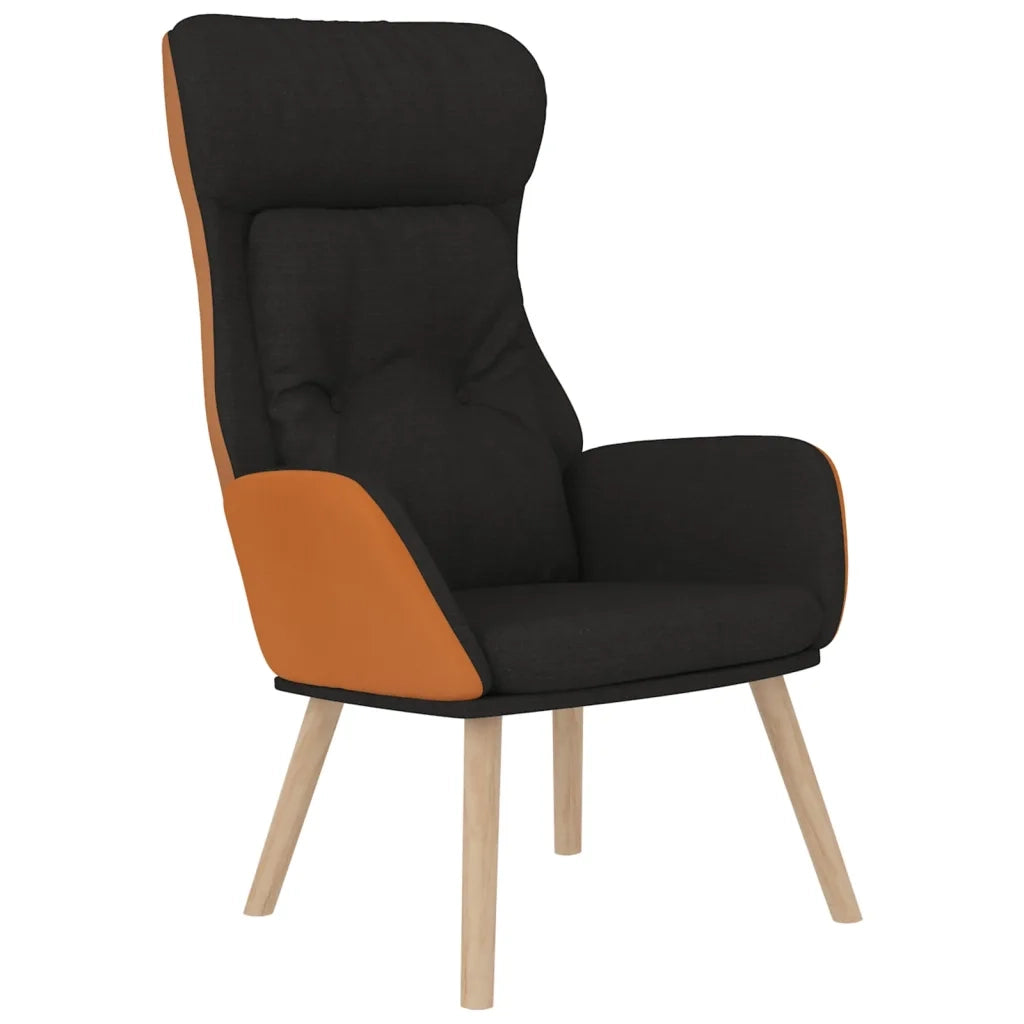 Poltrona Relax con Poggiapiedi Nero in Similpelle e Tessuto cod mxl 14213