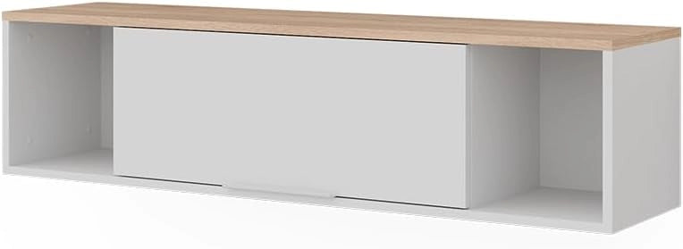 Scaffale a muro Betti, Bianco/Sonoma, 120 x 30 cm, per montaggio a parete, adatto per soggiorno o ufficio
