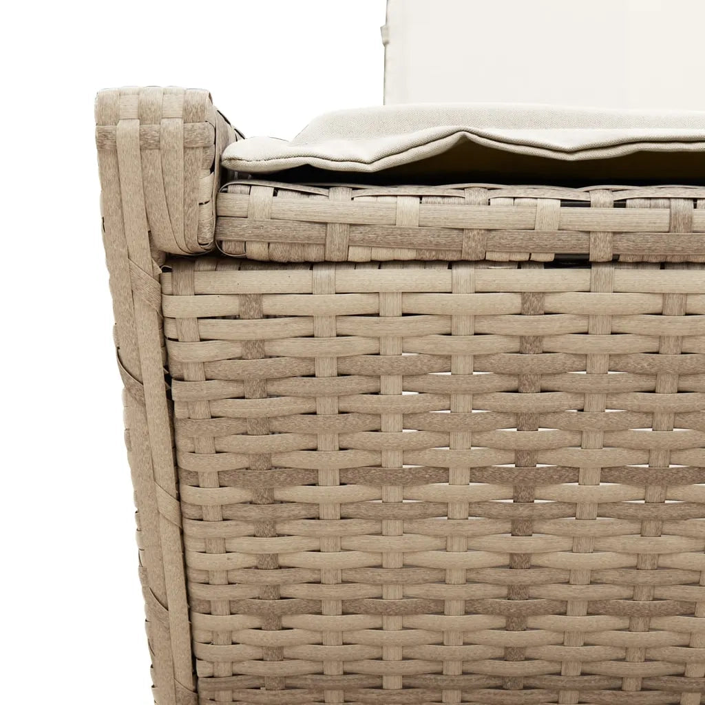 Lettino Prendisole con Cuscini Beige in Polyrattan 368183