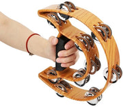 Tamboerijn a doppio rullo - Ergonomico - Maniglia - Strumento percussivo - Campana a mano - Adatto per adulti - Divertimento musicale - Campana a mano