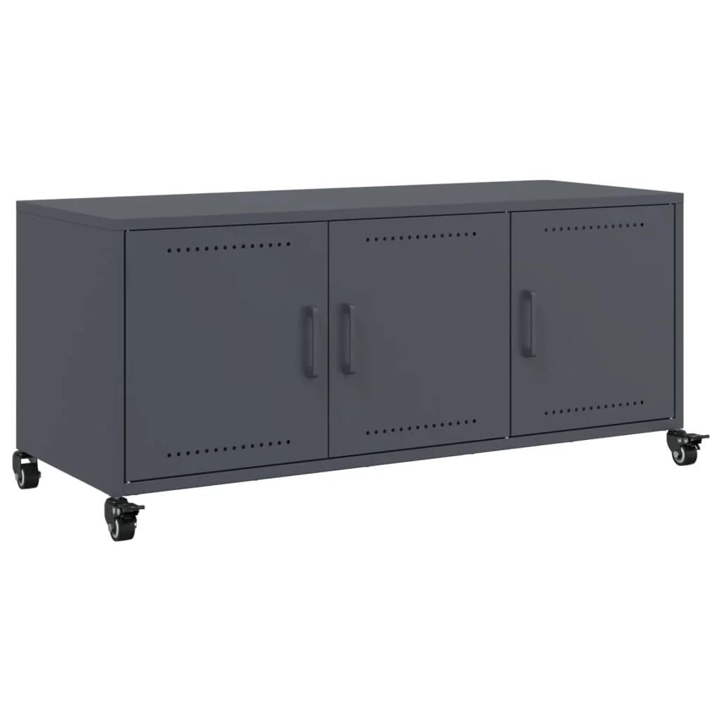 Mobile TV multimediale mensola TV credenza TV sala da pranzo soggiorno camera da letto antracite 100,5 x 39 x 43,5 cm acciaio antracite 02_0026378