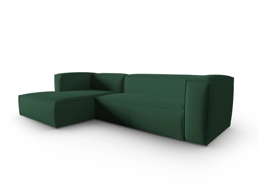 Cosmopolitan Design - Divano angolare sinistro "Mackay" 4 posti in velluto strutturato verde 