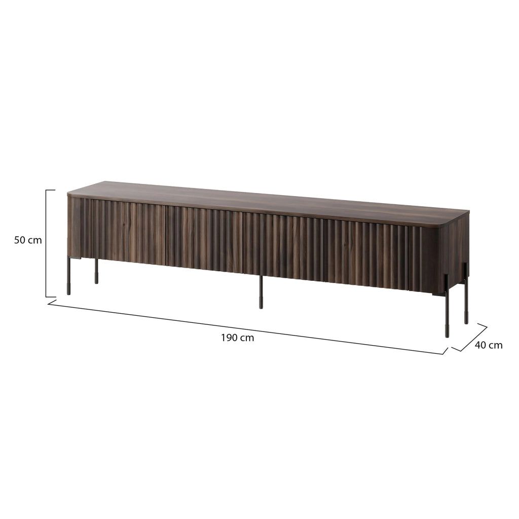 Brembana, Mobile Porta tv un Ripiano, 190x40x50h cm Marrone Noce