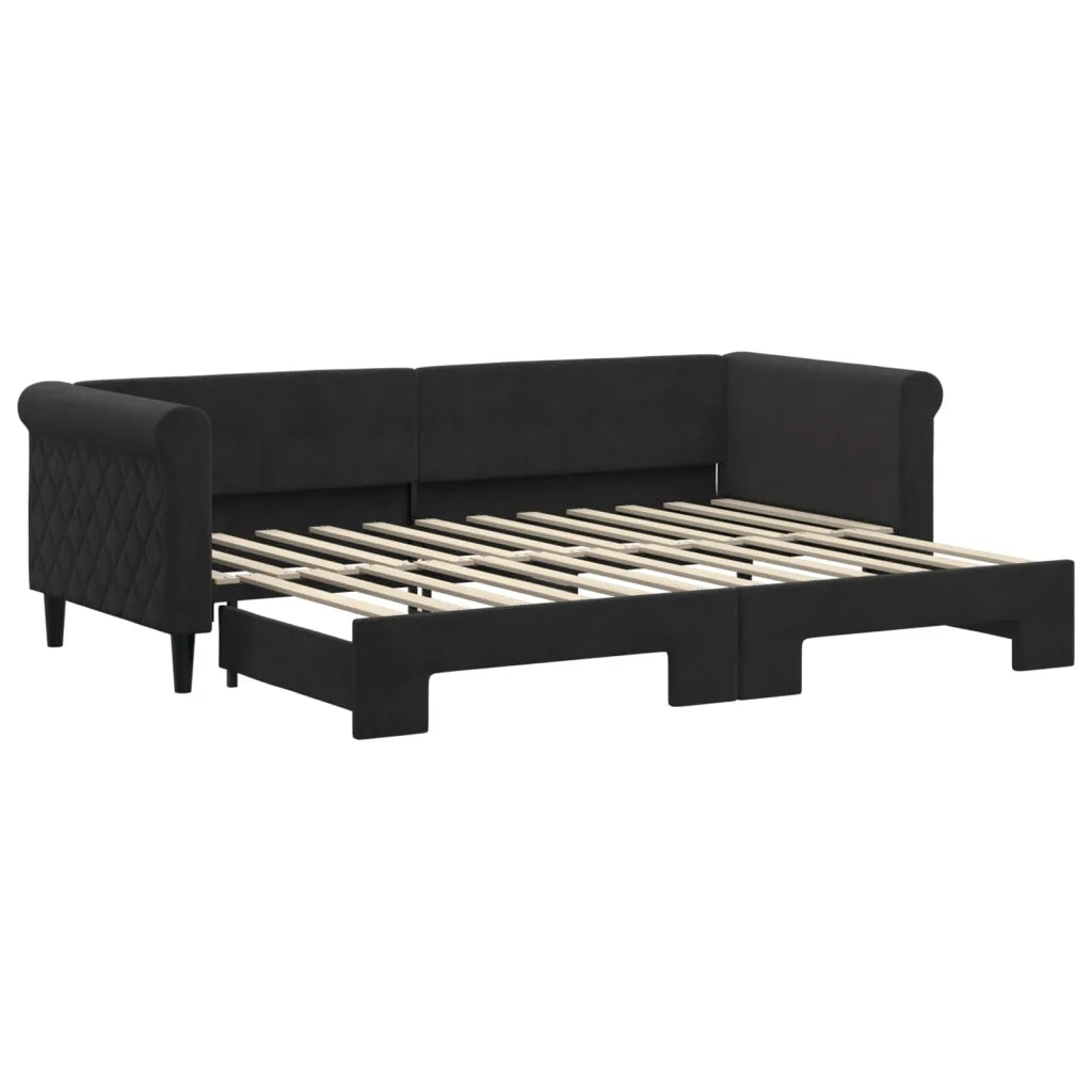 Divano letto | Sof¨¤ letto | Letto singolo Estraibile Nero 80x200 cm in Velluto
