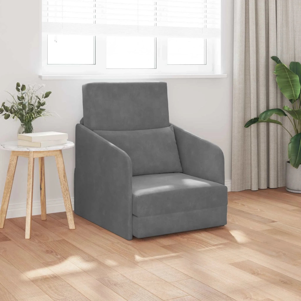 Divano letto Grigio scuro 65 x 80 x 83 cm Velluto 4106649