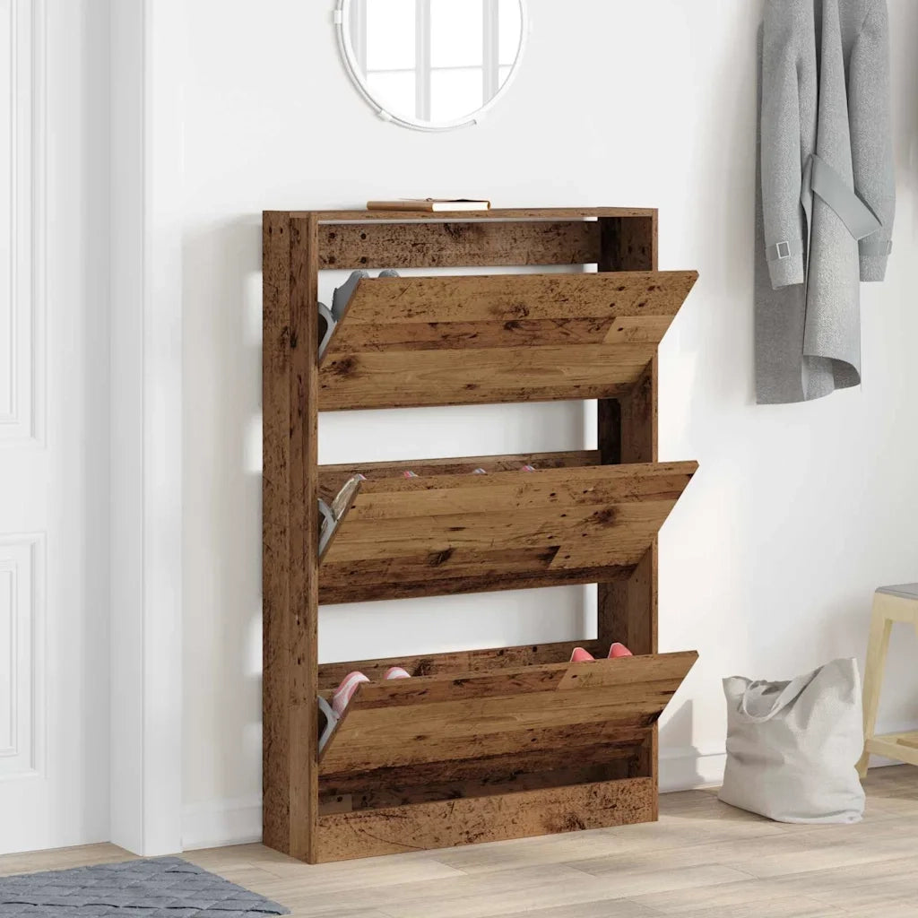Mobile per scarpe con porta-Scarpiera Legno vecchio 80 x 21 x 125,5 cm