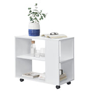 Tavolino Laterale Alvdalen con Ripiano e Rotelle 60 x 70 x 35 cm - Bianco [en.casa]