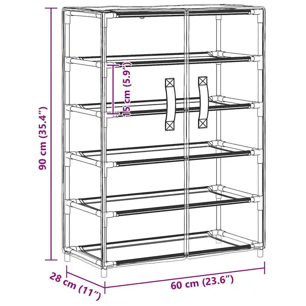 Scarpiera-Scaffale per scarpe-Armadietto contenitore Grigia 60x28x90 cm Tessuto