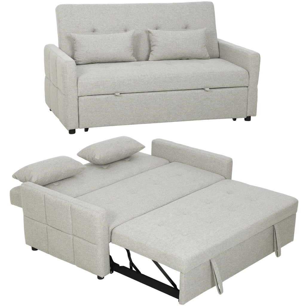 Divano 2 Posti Convertibile in Divano Letto Clic Clac con 2 Cuscini in Tessuto. Marrone Chiaro