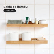 Pannelli di bambù per parete senza fori - pannello per bagno, cucina e camera da letto (1 pezzo)