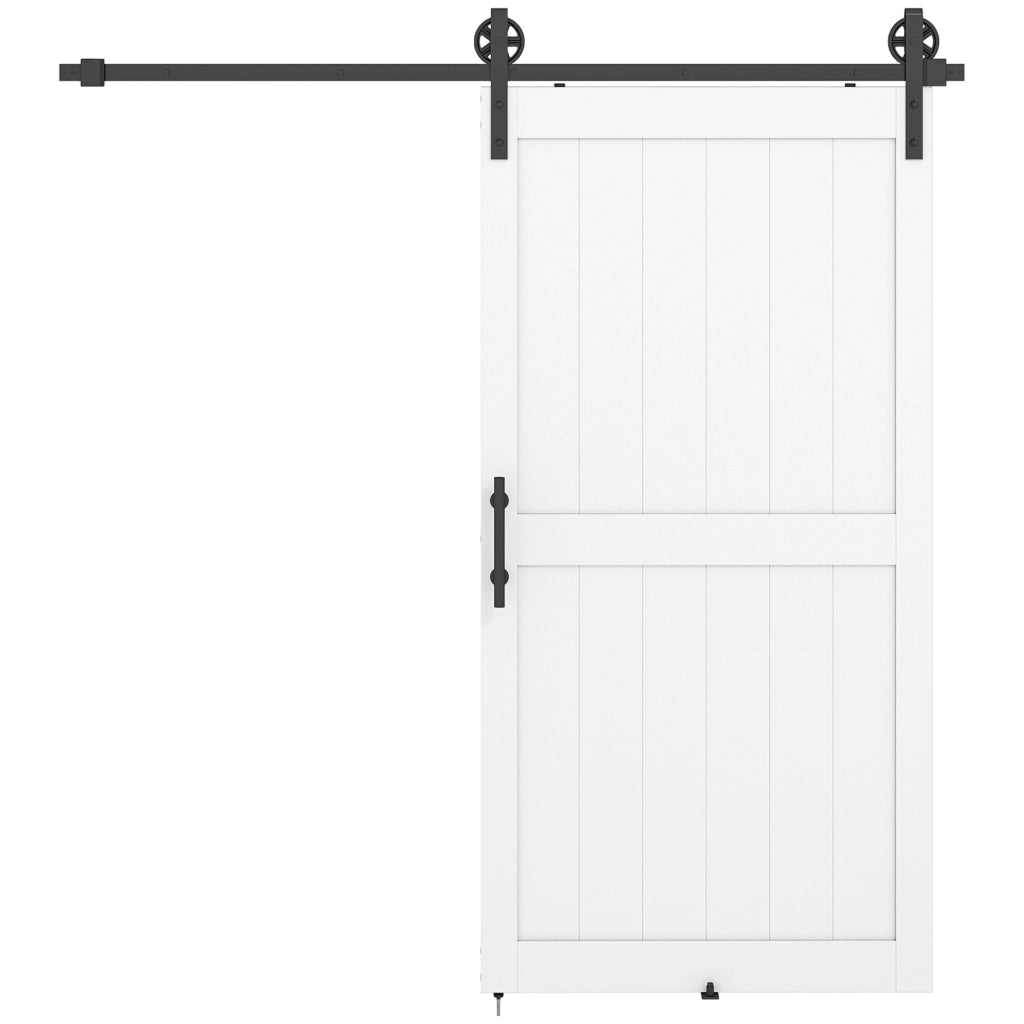 Porte Scorrevole Country con Binario e Maniglia in Legno e Acciaio ¨C Minimal ¨C 106.6x213.4 cm Bianco e Nero