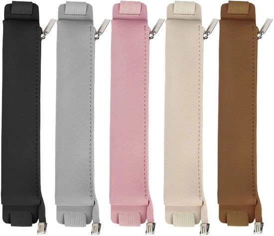 Pacchetto con 5 contenitori per penne, libretti per note, contenitori per libri, contenitori per penne riciclabili con cinturino elastico, contenitori in PU per tablet, libri, calendari, libretti per note (16,5 x 3,5 cm).
