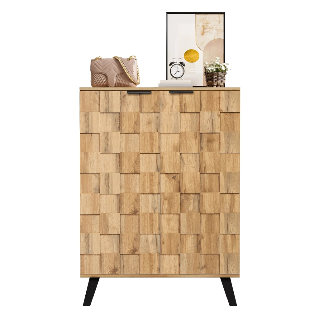 OKWISH Scarpiera con 2 ante, 5 vani e 4 ripiani regolabili, per ingresso, colore legno, 80.5 x 35 x 109.5 cm