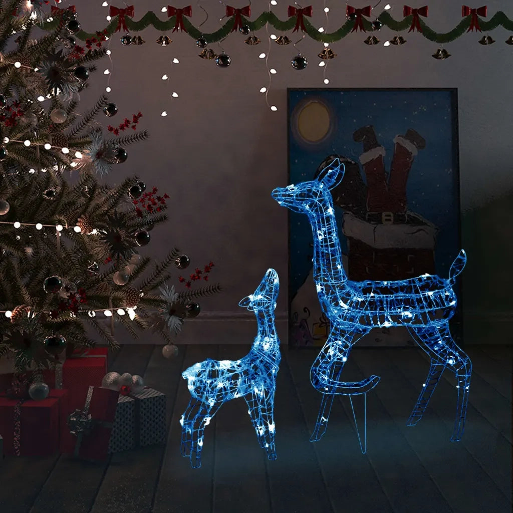 Famiglia di Renne di Natale 160 LED Blu in Acrilico 329791
