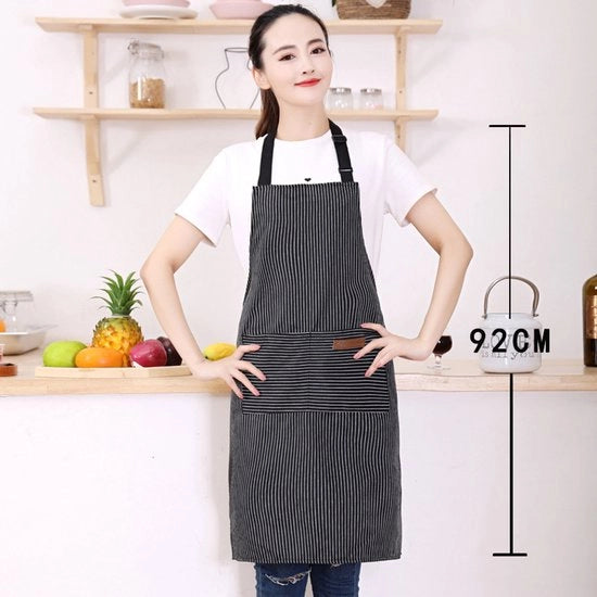 6 cotoni schorti unisex con taschi morbidi e regolabili con strisce orizzontali per la cucina