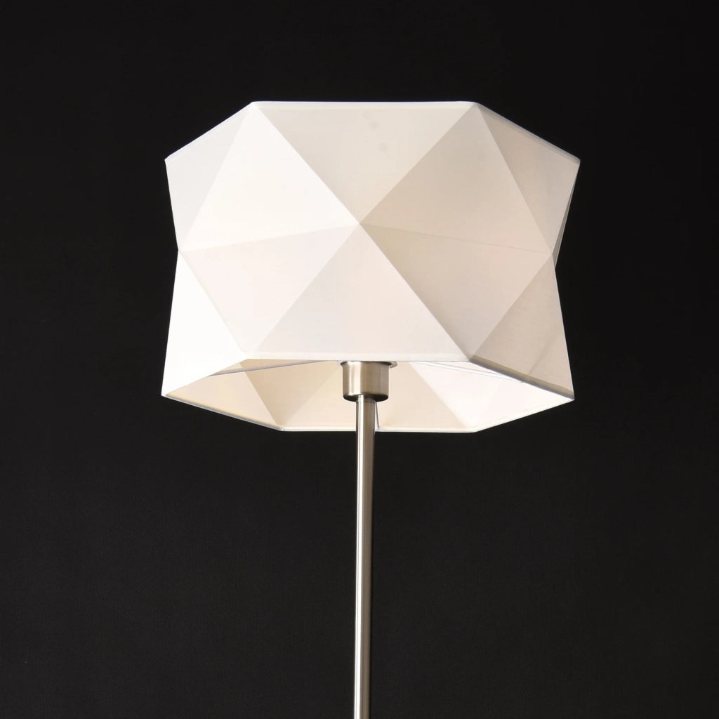 Lampada da terra base in metallo tela cromata 152 cm bianco 03_0002440