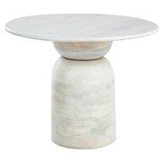 Tavolo da pranzo in legno di mango bianco con finitura sbiancata ø 110 cm Struttura e base in legno massello Design moderno rotondo