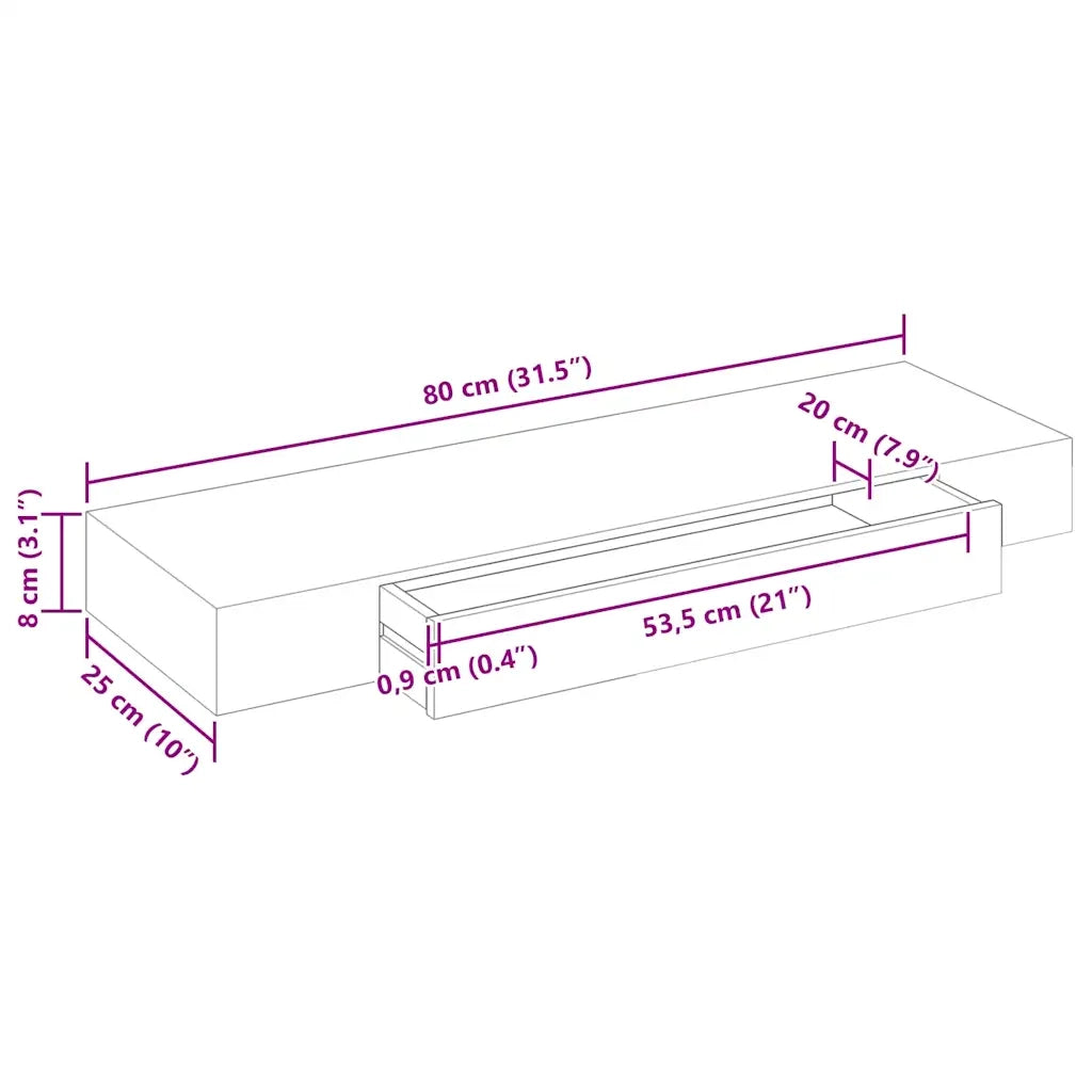 Mensole con Cassetti 2 pz Bianco 80 cm 276002