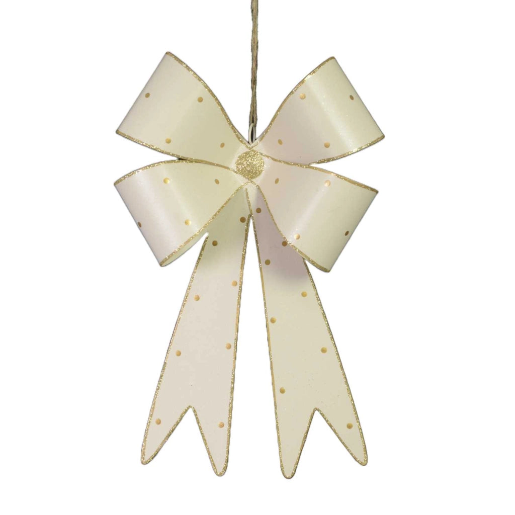 Fiocco metallo pois oro bianco cm16x4x25