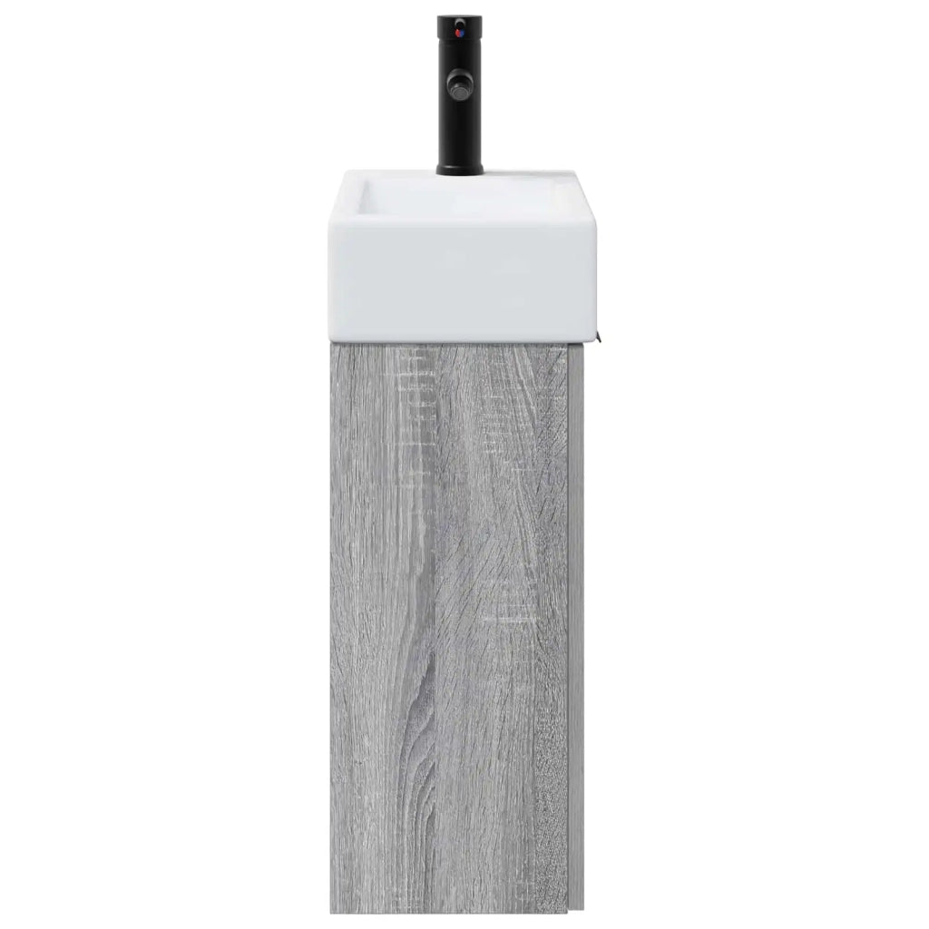 Mobile bagno con rubinetto Sonoma grigio 45,5 x 22,5 x 84 cm