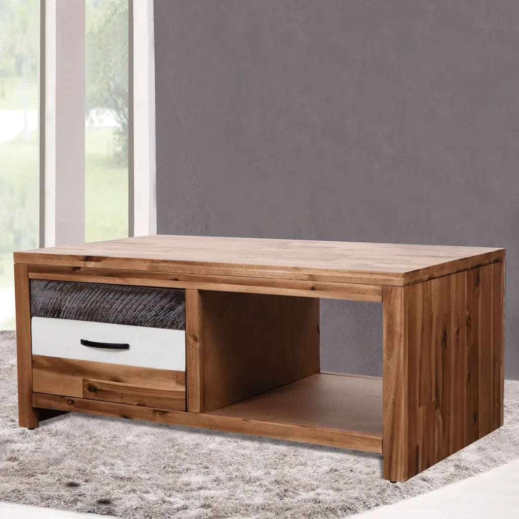 Tavolino da Salotto in Legno Massello d'Acacia 90x50x37,5 cm 246043