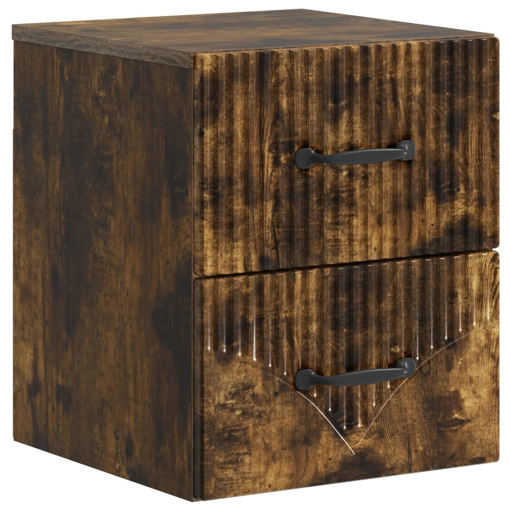 Mobiletto da notte a muro 2 pcs Rovere Fumo 34,5 x 33 x 40 cm 898986